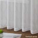 MISS SELECTEX White Silver Sheer Curtains for Bedroom - Sparkle Sheer Curtains 63 Inch Length Moroccan Damask Linen Look Rod Pocket Light Filtering Semi Sheer Window Curtains, 52 x 63 Inch, 2 Panels