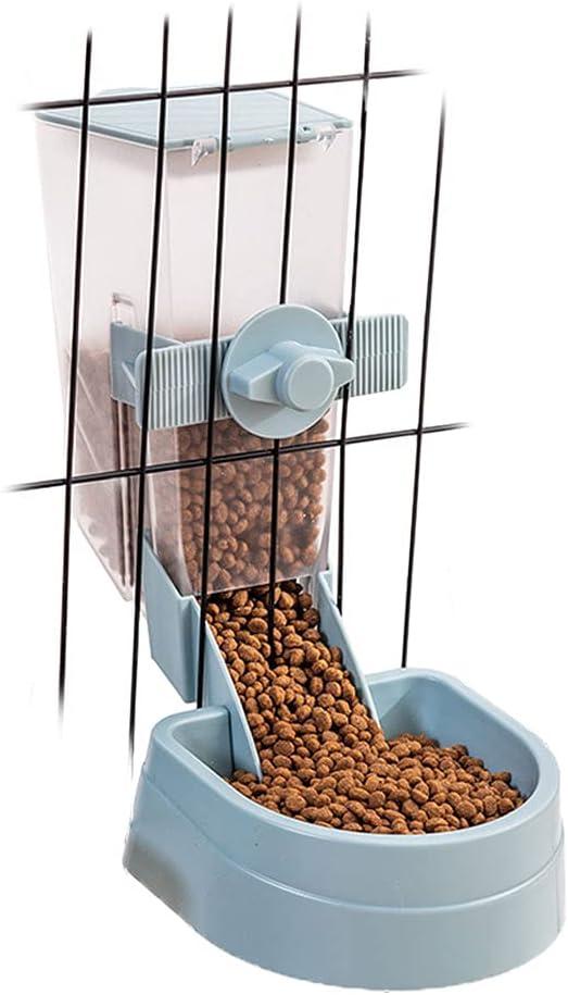 Oncpcare 1L Automatic Rabbit Food Dispenser, Rabbit Food and Water Bowls, Small Pet Feeder with Lid, Great for Rabbits, Ferrets, Cats, Birds (Blue)