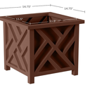 Lattice Design Outdoor Planter Box 2-Pack - 14.75 Square 13 Tall Brown Decorative Plant Pots for Front Porch Decor - Flower Pots Outdoor Planters for Porch Patio or Garden Decor by Pure Garden, Pack of 1