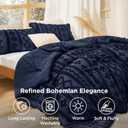 Bedsure Tufted Boho Comforter Set King Size - Navy Boho Bed Set, GentleSoft 3 Pieces Farmhouse-Style Embroidery Bedding, Gifts for Woman, Soft Jacquard King Comforter for All Seasons