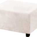 PrinceDeco Real Velvet Plush Ottoman Cover Soft Rectangle Folding Storage Covers Furniture Protector Removable Footstool Protect Footrest Covers Elastic Bottom(X-Large, Ivory)