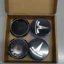 4 PCS Car Wheel Center Cap for Tesla Model Y & Model 3, Car Hubcaps with Logo Emblem and 4 Valve Stem Caps, 2.2 in ABS Wheel Rim Cover Accessories for Tesla 18"/19" Wheel, Black & Silver