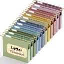 Plastic Hanging File Folders Letter Size,12 Pack Reinforced Filing Cabinet Folders with Tabs,1" Expansion Hanging File Organizer for Home Office,Macaron Heavy Duty Folders for File Frame Box