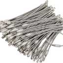 bayite Pack (100) Stainless Steel Wire Keychains Cable, Key Chain Rings, Heavy Duty Luggage Tags Loops Tag Keepers 2mm Twist Barrel (Cable Length: 4 inches)