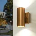 Zicbol Up and Down Lights Outdoor, Modern Gold LED Outdoor Wall Lights Fixture in 2 Lights, 7 inch Cylinder Exterior Light Fixture Wall Mount for Porch Patio Garage House Entryway