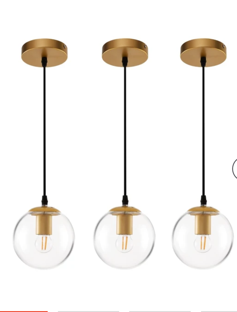 JAGORI Clear Glass Pendant Lights Kitchen Island 3 Pack,Gold Hanging Light Fixture,6 Inch Modern Pendant Light Fixtures for Kitchen,Farmhouse,Dining Room