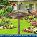 Bird Bath for Outside, Large 28 inch Tall Birdbaths for Outdoors with Solar Water Fountain, Plastic Retro Copper Bird Baths Bowl for Outdoor Garden Lawn Yard Patio Hotel Landscape Decor - Wide 20