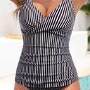 Yonique Tankini Swimsuits for Women Tummy Control Bathing Suits Two Piece Tankini Tops with Bikini Bottoms Twist Swimwear (Black, L)