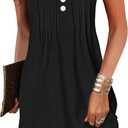 ETCYY Beach Dresses for Women 2026 Vacation Swimsuit Coverup School Teacher Summer Dress Button Down Sleeveless Boho Sundress (Small, Pure Black)