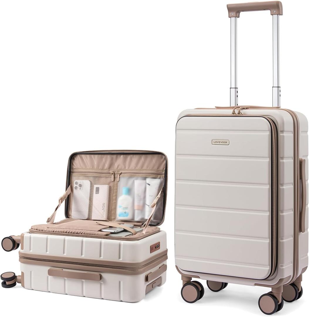 LOVEVOOK Carry On Luggage 22x14x9 Airline Approved with Spinner Wheels, 20 Inch Small Carry On Suitcase with TSA Lock, Expandable Hard Shell Suitcases for Men Women