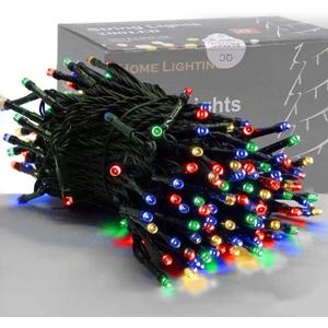 HOME LIGHTING 66ft Christmas Decorative Mini Lights, 200 LED Green Wire Fairy Starry String Lights Plug in, 8 Lighting Modes, for Indoor Outdoor Xmas Tree Wedding Party Decoration (Multicolor)
