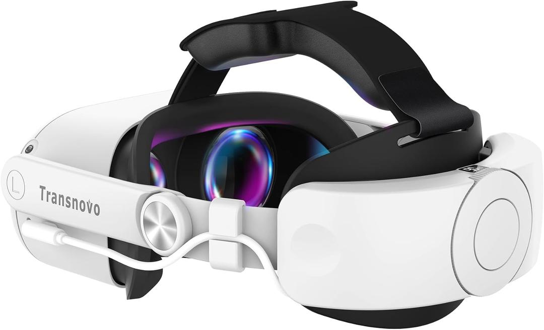 TRANSNOVO Compatible with Oculus Quest 2 6000mAh Battery Head Strap, One-Button Retractable Design, Quest 2 Accessories for Meta Quest 2 Head Strap