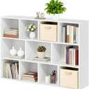 Whitmor 11 Cube Storage Organizer, 4 Tier Stackable Bookcase, Open Storage Display Bookshelf, Storage Cabinet for Living Room, Bedroom, Home, Office, 29.1" L x 9.4" W x 41.7" H, White