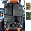 6 Pack Tactical MOLLE Car Seat Back Organizer - Universal Vehicle Storage Bag with 5 Detachable MOLLE Pouches, US Flag Patch & Keychain, Fits Jeep, Truck, SUV, Car (Black)