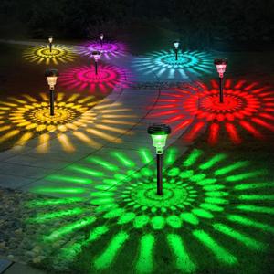 ROOR Solar Pathway Lights 8 Pack, Outdoor Solar Yard Lights, RGB Color Changing+Warm White, IP67 Waterproof for Garden Path Backyard Christmas Lawn Landscape Decorative