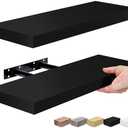 Sorbus Floating Shelves for Wall, Bathroom Shelves Wall Mounted for Kitchen, Bedroom, Bathroom Storage Over Toilet, Hanging Book Shelf for Wall Home Decor Living Room (Black, 2 Pack)