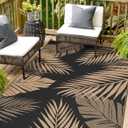 Outdoor Rug 10' x 14' for Patio Waterproof Clearance, Reversible Indoor Outdoor Plastic Straw Camping Rug Carpet, RV Mat, Large Area Rug for Deck, Backyard, Balcony, Porch,Beach,Black and Brown
