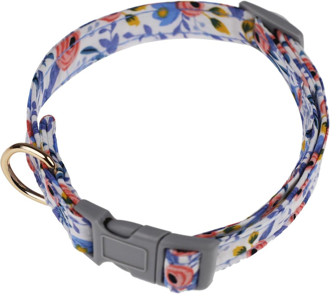 Purple Dog Collar with Flower Cute Girl Dog Collars for Medium Dogs Cats Adjustable Dog Collar for Female Floral Pet Collar for Small Medium Large Dogs (Purple, M)
