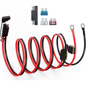 SAE to O Ring Terminal Harness,12AWG SAE Battery Connector SAE Battery Cable with 10A 15A 20A 25A Fuse,Compatible for Motorcycle Car(3.3FT)