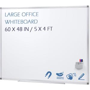 SWANCROWN Large White Board Dry Erase 60" x 48" Presentation Magnetic Whiteboard with Long Pen Tray, 5' x 4' Large Dry Erase Board for Wall, School, Office and Home