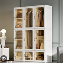 Portable Wardrobe Closet Storage Organizer for Clothes,Suitable for Living Room, Bedroom,Plastic Wardrobe with Magnetic Transparent Door and Easy Assembly 8 Cubes & 2 Hanging Rod