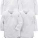 Simple Joys by Carter's unisex-baby 4-pack Side Snap Bodysuit (Newborn, White)
