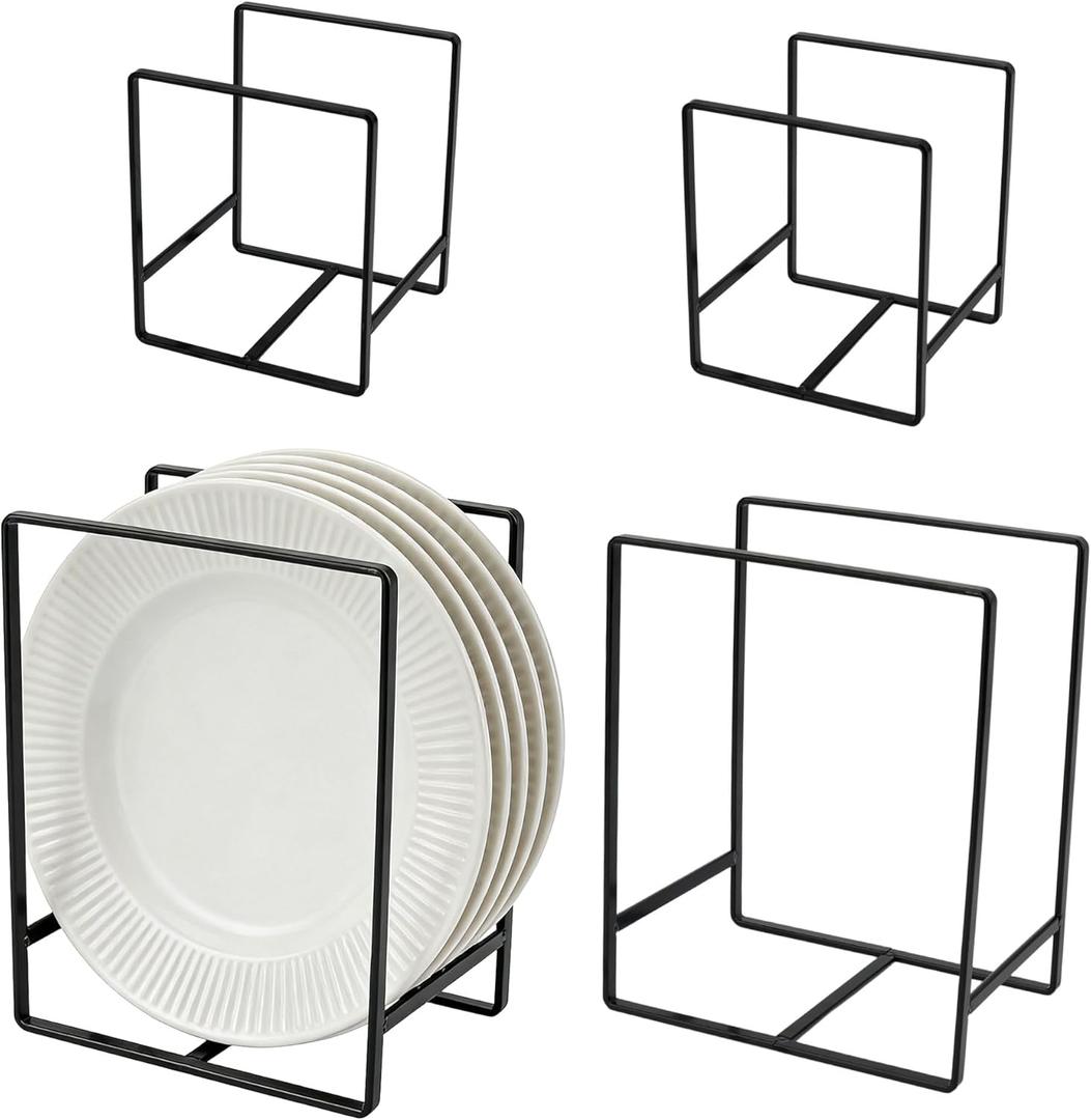 SIBAO 4 Pack Metal Plate Holder Organizer,4.7" and 6.3" Upright Dish Drying Racks for Cutting Board,Plates,Pots,and Pans