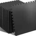 SUPERJARE 0.56'' Thick 24 Pcs 96 Sq Ft Rubber Top Exercise Equipment Mats, High Density EVA Foam Mats with Rubber Top, Interlocking Gym Flooring for Home Gym, Protective Workout Mat, Black