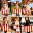 UERRUAM Corduroy Tote Bag for Women,10 Pockets,Lightweight Work Bag Teacher Nurse Large Shoulder Tote for School Travel Gym
