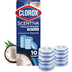 CLOROX Scentiva ToiletWand Toilet Cleaner Refills, Toilet brush, Coconut and Waterlily, 10 Count