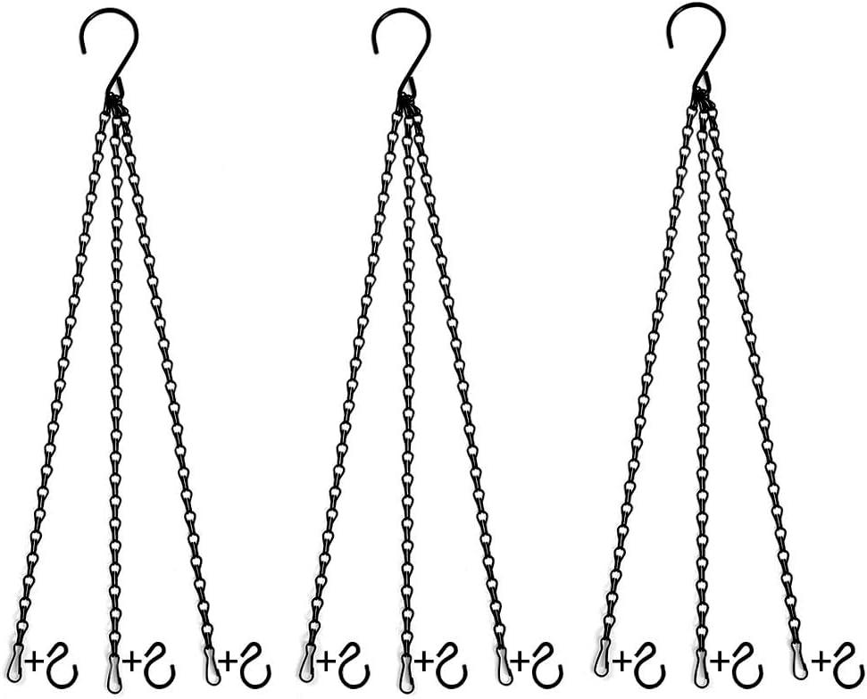 3 Sets 24 Inches Hanging Chains for Planters, Ornaments Bird Feeders, Billboards, Fruit Basket, Indoor and Outdoor (Black)