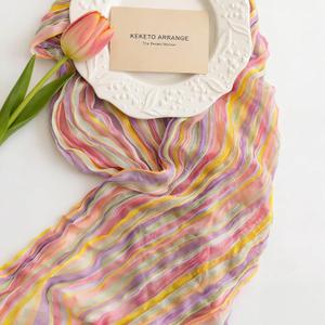 Keketoarrange Rainbow Table Runner Sheer Cheesecloth Gauze Rustic Colorful Runner Decor 120 Inch 10 FT Cheese Cloth for Holiday Kitchen Dining Wedding Party Spring Summer Home Decorations