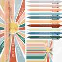 Fullhawl End of School Year Gifts Bulk Inspirational Boho Smiling Sun Ballpoint Pens with Bookmarks Graduation Motivational Gifts for Teacher Coworker Employee Classroom Prize(60 Sets)