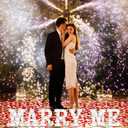 Roowest Marry Me Letters Light Proposal Decorations Set Includes 7 LED 6.3" x 5.5" Romantic Marry Me Sign and 1000 Rose Petals for Proposal Engagement Wedding Decor(White Light, Multicolor)