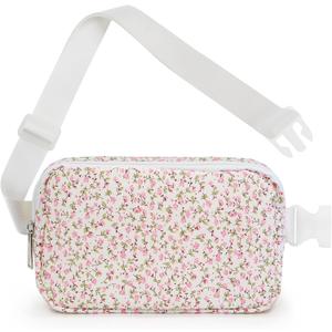 Floral Fanny Pack For Women, Belt Bag Teen Girls Crossbody Bags Christmas Birthday Graduation Gifts For Wife Daughter Sister Lightweight Waist Pack Purse For Travel Park, Pink