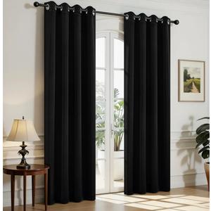 Joydeco Blackout Curtains for Bedroom,Black Out Curtains 84 Inch Long, Black Drapes with Grommets, Noise Reducing Energy Saving Thermal Insulated & Wrinkle-Free Drapes for Living Room, 2 Panels