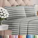 Queen Size 4 Piece Sheet Set - Comfy Breathable & Cooling Bed Sheets Set - Hotel Luxury Bedding for Women, Men, Kids, Teens, Boys & Girls - Deep Pockets, Soft, Wrinkle Free - Oeko-Tex - Grey Stripes 3