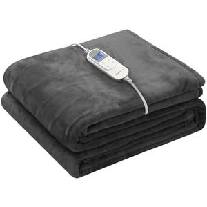 Amazon.com: Wapaneus Heated Blanket Electric Throw 72" x 84" Full Size with 10 Heating Levels 12 Hours Time Setings and Auto-Shut Off, Flannel Fast-Heating Electric Blanket, Dark Grey : Home & Kitchen