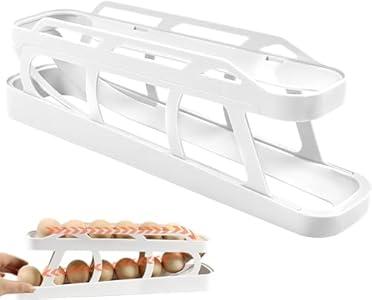 Rolling Egg Dispenser For Refrigerator, Egg Holder Space Saving Automatic Egg Storage Container Organizer For Refrigerator Kichen Cabinet