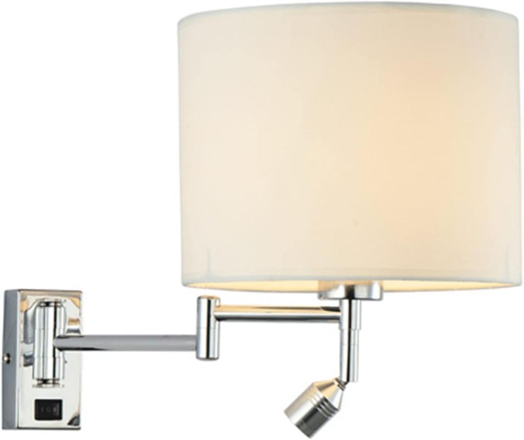 Wall Sconce 2-Lights Fabric Lamp Shade Wall Lamp Light LED Small Spotlights Adjustable Metal Arm Wall Light with Wall Lantern Aisle Bedroom Wall Lighting Fixture Waterproof
