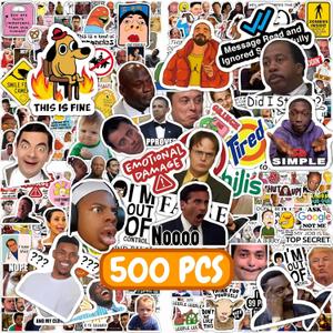 500 Pcs Funny Stickers for Adults & Teens - Trendy Meme Sticker, VSCO Vinyl Decals, Durable Waterproof Humor Stickers for Laptops, Water Bottles, Phones, Hard Hats - Gift for Meme Lovers