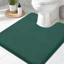 Smiry Memory Foam Toilet Rugs U-Shaped 20x20, Extra Soft Absorbent Non-Slip Contour Bathroom Rugs, Machine Washable Bath Mats for Toilet, Green