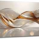 Modern Large Living Room Canvas Wall Art Gold Abstract Lines Decor painting Picture Transparent Wave Neutral Posters Prints for Bathroom Bedroom Office Hallway Home Decoration, 48"L x 24"W