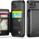 Vinich for iPhone 17e / 16e Wallet Case with Card Holder, RFID Blocking Credit Slots Kickstand Shockproof Phone Cover Fit for iPhone 16e & 17e 6.1" Carbon Black