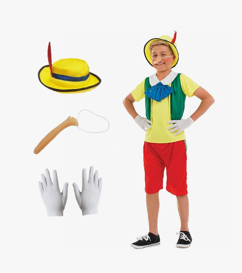 fun shack Puppet Costume for Kids, Fairytale Costumes for Boys, Puppet Costume for Girls Boys, Long Nose Costume M