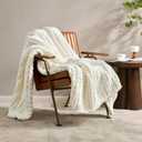 Amlie Home Chunky Knit Throw Blanket for Couch, Soft Chenille Crochet Blanket for Children, 40"x50", Ivory