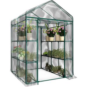 Greenhouse - Walk in Greenhouse with 8 Sturdy Shelves and PVC Cover for Indoor or Outdoor Use - 56 x 56 x 76-Inch Green House by Pure Garden