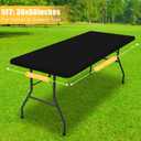 Rectangle Table Cloth, Waterproof Elastic Fitted Tablecloth for 5 Foot Folding Tables, Washable Polyester Tablecloths for Picnic, Camping, Outdoor (Black, 30"x60")