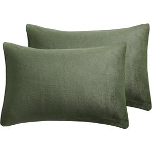 JELLYMONI 2 Pack Green Velvet Pillowcases King Size - Ultra Soft Flannel Pillow Covers with Envelope Closure (Pillows are not Included)