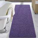 LOCHAS Luxury Bathroom Rug Shaggy Bath Mat 24 x 60 Inch, Washable Non Slip Bath Rugs for Bathroom Shower, Soft Plush Chenille Absorbent Carpets Mats, Dark Purple